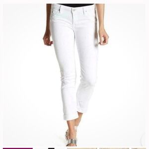 Hudson white crop Harkin super skinny with cuff jeans